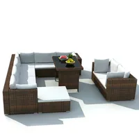 vidaXL Polyrattan Lounge-Set mit Auflagen 10-tlg. braun 41877