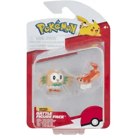 Pokémon Battle Figure Pack - Nigiragi, Bauz, Tatsugiri Curly Form & Rowlet, je 5 cm