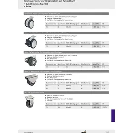 Hettich Schreibtischcontainer Seitenrolle Asim fix 2809,Ø 30mm Stahlblech verz. Rad PP