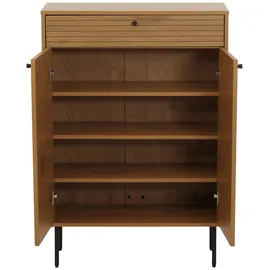 Mendler Schuhschrank HWC-N78, Schuhregal Schrank, skandinavischer Stil Metall Holz Melamin MVG 115x80x35cm ~ natur