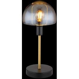 GLOBO Tischlampe Leseleuchte Lampe Tischleuchte Glas goldfarben Touch Schlafzimmer, Metall schwarz, 1x E14 Fassung, DxH 15x32 cm