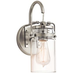 Wandleuchte Lampe Stahl Glas Nickel 1 Flammig H 29,2 cm Flurleuchte Treppenlampe