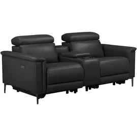 OTTO home 2-Sitzer OTTO HOME "LUND, Kinosofa, Relaxfunktion, TV-Sessel, manuell/elektrisch (USB-A)", schwarz, B:195cm H:97cm T:99cm, Kunstleder 100% Polyurethan, Sofas, Kopfteilverstellung, Getränkachhalter, u. Staufach