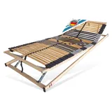 Lattenrost mit 42 Leisten, 100% Buche, 7 Zonen, MONTIERT bis 250 Kg BELASTBAR, Matratzen Perfekt, Kopfteil manuell verstellbar, Fußteil manuell verstellbar, Spar Set im Angebot vorhanden, Lattenrost mit Trio Kautschukkappen Top Lagerung der Leisten beige 1 St. x 140 cm x 200 cm x 7.5 cm