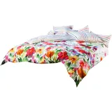 Estella Wendebettwäsche Set Aquarell 4703 985 Blumen Mako Satin 200 cm x 200 cm