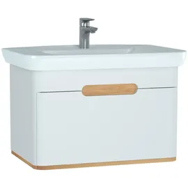 Vitra Sento Set 78 cm, Weiß Matt, Dekor, Überlaufloch, Hahnloch mittig
