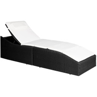 Furnicato Sonnenliege mit Polsterauflage Poly Rattan Schwarz,