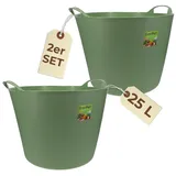 GarPet 2er Set Flexibler Eimer 25 L Wäschewanne Mehrzweckkorb Wäschekorb flexibel rund Gartenkorb Flexible Wanne Plastikkorb mit Henkel Futtertrog Pferd