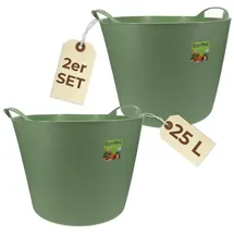GarPet 2er Set Flexibler Eimer 25 L Wäschewanne Mehrzweckkorb Wäschekorb flexibel rund Gartenkorb Flexible Wanne Plastikkorb mit Henkel Futtertrog Pferd