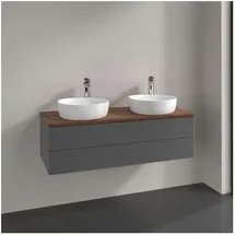 Villeroy & Boch Waschtischunterschrank 2 Auszüge 120 x 36 x 50 cm Anthrazit Matt Lacquer / Warm Walnut