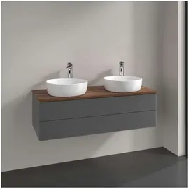 Villeroy & Boch Waschtischunterschrank 2 Auszüge 120 x 36 x 50 cm Anthrazit Matt Lacquer / Warm Walnut