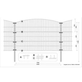 Aileenstore Doppelstabmattenzaun 20 m x 1,60 m Grau/Stahl
