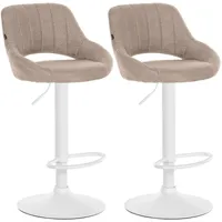 CLP 2er Set Barhocker Milet Stoff taupe/Metall matt weiss