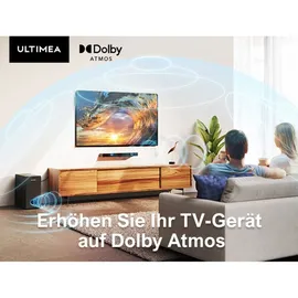 ultimea 5.1 Surround Soundbar, 3D Sound System, Soundbar für TV Geräte, mit Subwoofer und Rear-Lautsprechern, Surround, Bass Einstellbare Heimkino - Schwarz