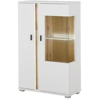 Furn.design Vitrine weiß Eiche Wotan, Nachbildung, 80x125x35 cm, Wohnzimmer,