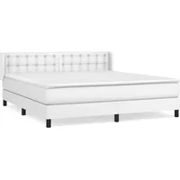 VidaXL Boxspringbett mit Matratze Weiß 180x200 cm Kunstleder