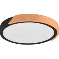 Trio LED Deckenleuchte Jano, Ø31cm Schwarz-Holzoptik