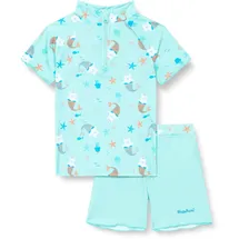 Playshoes Unisex Kinder UV-Schutz Bade-Set zweiteilig Schwimmshirt Badeshorts Badebekleidung, Einhornmeerkatze, 98/104