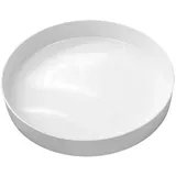 Spetebo - Kerzentablett rund weiß hochglanz - 25 cm - Serviertablett glänzend mit Rand