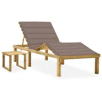 VidaXL Garten-Sonnenliege mit Tisch und Auflage Kiefer Imprägniert