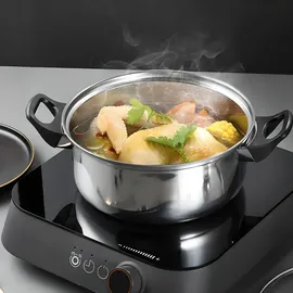 Retoo Topfset 12-teilig Kochtopf Set mit Glasdeckel Durchmesser 16 18 20 21.8 24cm Silber