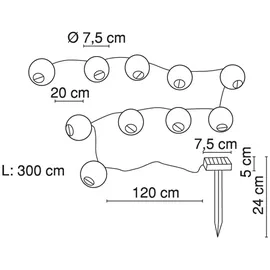 meineWunschleuchte 2er Set LED Solar Lichterkette Outdoor Lampions bunte Kugeln für Garten, 3 Meter