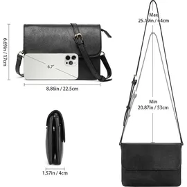luxuskollektion Damen Umhängetasche Crossbody Leder Retro-schwarz