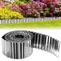 Teodute 10m Beeteinfassung Metall 15cm Hoch, Rasenkante Metall aus Verzinktem Stahl Enthält 1 Paar Handschuhe, Wetterfeste Beeteinfassung für Rasen Blumenbeete Wege Gärten (Silber)