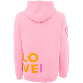 Zwillingsherz Kapuzensweatshirt mit gesticktem Neon Herz am Ärmel und Love Schriftzug Pink SM (S/M)