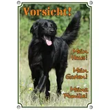 Petsigns Warnschild Hovawart schwarz - Hundeschild aus Stabiler Metallplatte - Fotodruck, DIN A4