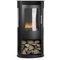 Moritz Dekokamin Ethanol-Kamin 98,5 cm hoch in Schwarz mit Sichtfenstern, Ethanolbrenner Glasfeuer Terrassenfeuer Kamin