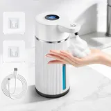 Automatischer Schaumseifenspender, 420ml Elektrischer Seifenspender mit Display, Automatischer Seifenspender Wandmontage mit Sensor Infrarot, USB-Wiederaufladbar, IPX5 Wasserdicht für Bad/Küche, Weiß