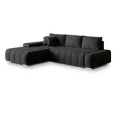 masseno Ecksofa Velours 2-Sitzer Schwarz