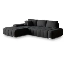 masseno Ecksofa Velours 2-Sitzer Schwarz