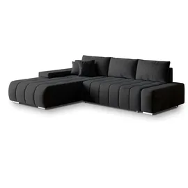 masseno Ecksofa Velours 2-Sitzer Schwarz