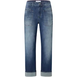 Angels Relax-fit-Jeans "LIBERTA TURN UP", Damen, Gr. 38, Länge 27, blau (mid blau used destroyed), Denim/Jeans, Obermaterial: 78% Baumwolle, 20% Polyester, 2% Elasthan, relaxed fit 7/8-Länge, Jeans, Relaxed fit, aus Baumwollmischung, mit großen Vordertaschen
