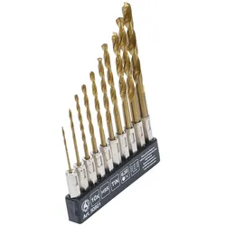 BGS DIY 50801 Satz HSS Bohrer titan-nitriert mit Sechskantschaft Ø1,5 - 6mm 10 teilig