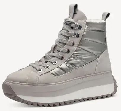 Tamaris Damen Boots Winterstiefeletten Schnürer graubeige 39