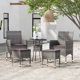 vidaXL 5-tlg. Garten-Lounge-Set Poly Rattan Grau