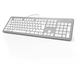 Hama KC-700 Tastatur kabelgebunden Silber, weiß