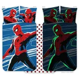 BrandMac Spiderman Bettwäsche-Set für Kinderbett, 100 x 135 cm + Kissenbezug 40 x 60 cm, 100 % Baumwolle, nachtleuchtend, Baby-Bettwäsche-Set, perfekt für Kinder, Spiderman, weiche Wendebettwäsche für Jungen