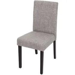 Esszimmerstuhl Littau, Küchenstuhl Stuhl, Stoff/Textil ~ grau, dunkle Beine