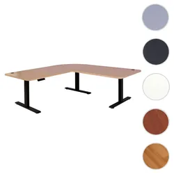 Eck-Schreibtisch HWC-D40, Computertisch elektrisch höhenverstellbar 178x178cm 84kg MVG ~ hellbraun,