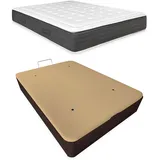 Somnia Descanso - Pack Premium kretische viskoelastische Matratze, 24 cm + klappbares Holzbett, extra verstärkt mit großem Fassungsvermögen, Farbe Wenge, 90 x 190 cm
