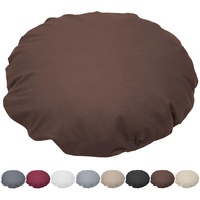 Nurtextil24 Kissen Rund 45cm Ø Durchmesser Braun 100% Baumwolle Bodenkissen Sitzkissen mit Füllkissen Rundkissen Stuhlkissen Bettkissen Sofakissen Kopfkissen Dekokissen Rückenkissen Waschbar