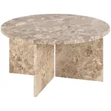 Actona Couchtisch Vega Couchtisch, und V-förmig Gestell matt Latte lackiert Marmor Braun - Braun