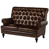 Massivmoebel24 Sofa 2-Sitzer Echtleder 140x84x94 braun CHESTERFIELD #106