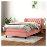 Lattenrost mit Matratze, Rosa, 90 x 190 cm, Velours, Plattform, mit Lattenhalter, einfache Montage, für Schlafzimmer, Erwachsene
