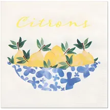 Papstar Servietten, 3-lagig 1/4-Falz 33 cm x 33 cm "Citrons" 200 Stück)