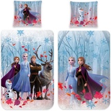 Frozen Kinder Bettwäsche Die Eiskönigin Team 135 x 200 cm + 80 x 80 cm 100% Baumwolle Renforcé-Linon-Qualität Disney ELSA Anna Olaf Arendelle Sven Kristoff Snowman Reißverschluss Deutsche Größe